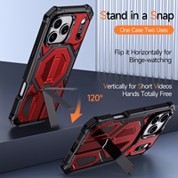 Coque de protection intégrale Pathfinder de qualité militaire à 3 couches (cadre avant + TPU + PC) avec béquille cachée en zinc pour iPhone 17 Pro Max
