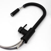 Robinets de cuisine noir mat laiton massif pulvérisateur extractible robinets d'évier de cuisine à ressort mitigeurs