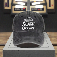 Casquette de baseball vintage noire ajustable et personnalisable en sergé, 100 % coton de haute qualité, non structurée, à six panneaux, avec motif brodé