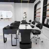 Table de Manucure Double Moderne de Luxe pour Salon de Beauté avec Chaise et Aspirateur de Poussière