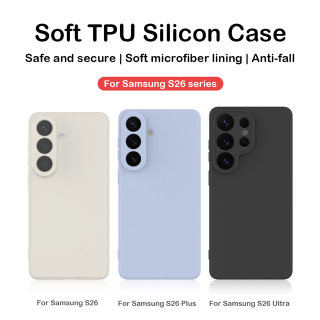 Silicone Full Body Protective Cover with Camera Protect, Soft TPU Gel Bumper, Anti-Scratch Shockproof Phone Case for S26 Ultra