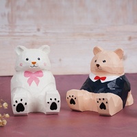 Support de téléphone et de bureau en bois sculpté en forme d'ours en tilleul pour regarder des séries
