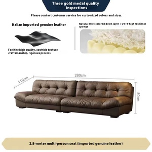 Sofá de cuero en la nube Sala de estar Minimalista italiano Apartamento grande y pequeño Sofá de diseño <span class=keywords><strong>Muebles</strong></span> - Product Image 6
