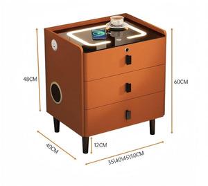 Mesita de Noche Inteligente Moderna de Madera Negra, con Carga Inalámbrica y Desbloqueo por Huella Dactilar, Luz LED, Gran Espacio de Almacenamiento, para Dormitorio u Hotel - Product Image 4