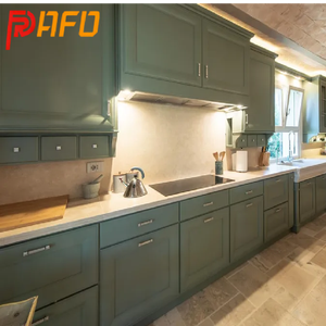 Chất lượng cao tùy chỉnh thạch anh Countertop toàn bộ đồ nội thất nhà bếp với đảo pháp phong cách màu xanh lá cây tự động tủ bếp - Product Image 3