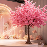 Pohon Sakura Buatan Warna Pink Muda, Pohon Sakura Palsu Besar, Dekorasi Latar Panggung Pernikahan, OEM ODM Ukuran dan Warna Sesuai Pesanan, 1 Buah