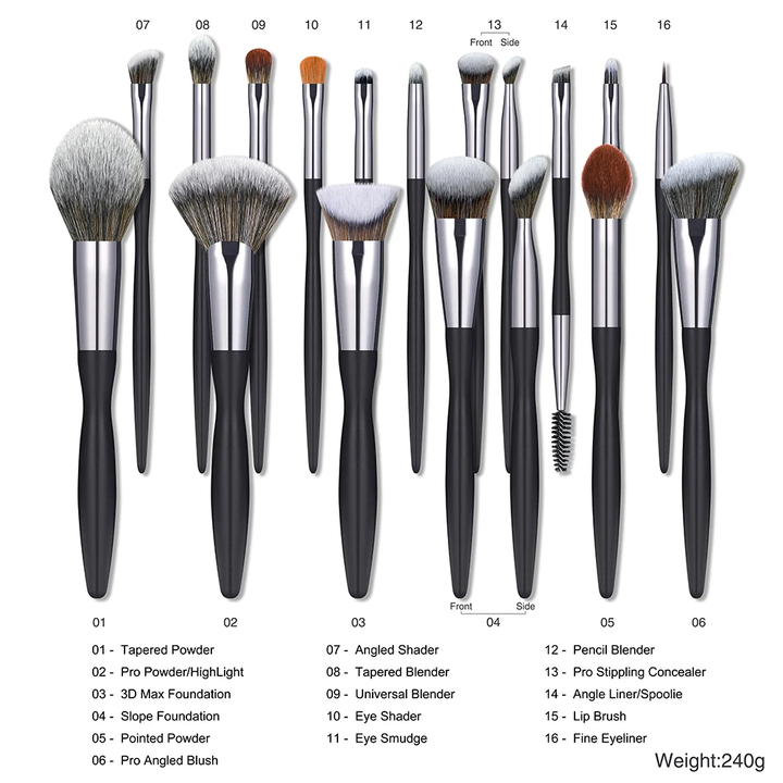 Professional Kabuki Flat Brush Set Custom Logo 16Pcs High Quality Liquid Foundation Makeup Brush ...