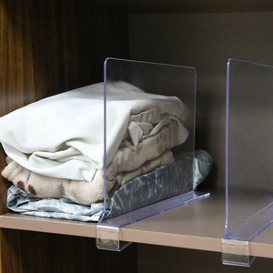 Plástico vertical para armario, organización de partición en forma de L, organizador deflector de acrílico transparente duradero, divisores de estante ajustables - Product Image 1