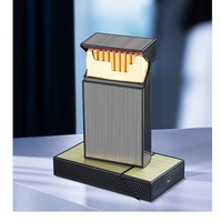 Étui à cigarettes métallique fin et portable pour homme avec briquet rechargeable coupe-vent et résistant à l'humidité, lot de 20, gravure laser personnalisée