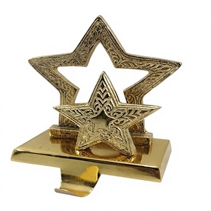 Snowflake Metal Christmas <b>Stocking</b> Hook <b>Holder</b> Gold Base Blue Enamel Modern Eco-friendly Decorative Mantel Hanger Holiday - Product Image 5