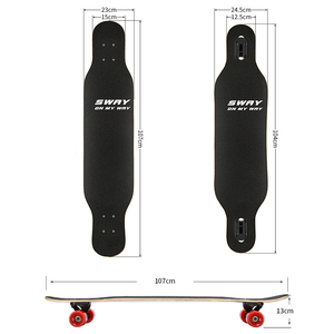 Skateboard Longboard Professionale a Quattro Ruote con Doppio Rocker per Ragazze, Tavola da Danza per Principianti Bambini, Deck in PU 104cm - Product Image 4