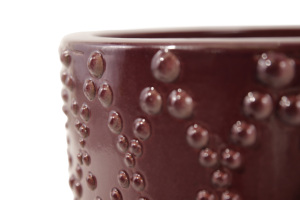 Pot de fleurs en céramique bordeaux foncé brillant de style américain, écologique, léger, texture à pois diamantés, pour intérieur et extérieur - Product Image 5