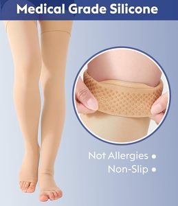 Calze a Compressione Medica Unisex <span class=keywords><strong>con</strong></span> Punta Aperta 20-30mmHg in Nylon Lavorato a Maglia <span class=keywords><strong>con</strong></span> Supporto Graduato Motivo Uniforme - Product Image 3