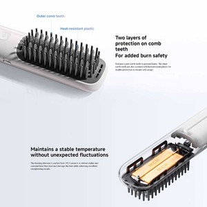 Xiaomi Cordless Hair Straightener Brush Electric Hair Care Comb White Nylon Brush 50W Adjustable <b>Heat</b> Settings Battery Powered - Product Image 5