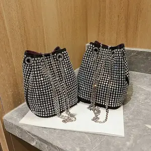 Bolso de cubo con diamantes para mujer, bandolera de hombro, 2023