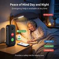 Bouton d'appel d'urgence portable 4G D1 pour personnes âgées, appareil d'appel SOS à une touche avec caméra, rappel de médicaments pour personnes âgées