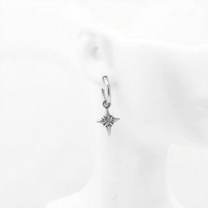 Pendientes de Aro con Puntas Góticas de Acero Inoxidable para Hombre, Estilo Punk Vikingo, Joyería Industrial Plateada, Accesorio de Moda - Product Image 3