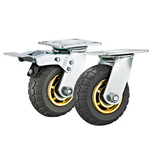 Caster roda Kastor tugas berat roda roda roda karet abu-abu padat roda troli industri mesin roda karet padat - Product Image 3