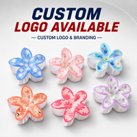 Pince à cheveux en plastique personnalisée avec logo, motif fleur à cinq pétales, pour femme, 7,9 cm, pour chignon ou coiffure arrière, accessoire capillaire.
