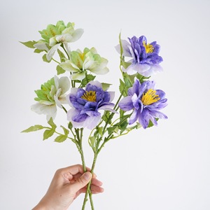 Fleur artificielle CallaFloral, branche unique, violet, blanc, vert, polyester, décoration intérieure - Product Image 1