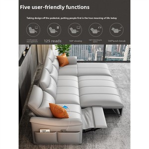 Canapé-lit multifonctionnel électrique en cuir véritable de première qualité, nouveau modèle 2022 avec rembourrage en éponge pour salon - Product Image 3