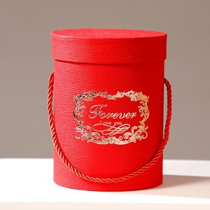 Cubo Redondo para Flores con Asa, Caja Cilíndrica Portátil para Regalo Floral, Cubo de Mano para Ramo de Flores para Recuerdos y Regalos de Boda - Product Image 2