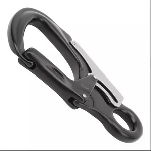 Rock Climbing karabiner penguncian ganda, ringan Hitam aluminium kait pengaman