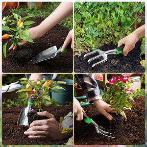 Mini herramienta de mano de jardinería de acero inoxidable Industrial DIY personalizable de 8 piezas, empuñadura de goma antideslizante, pala de flores de tipo pequeño OEM - Product Image 5