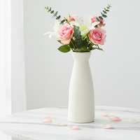 ARM LVG Ensemble de 3 vases en céramique blanche, élégants et minimalistes, en porcelaine, à motif floral, pour la décoration intérieure, style nordique, texture crème subtile