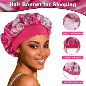 Gorro de satén personalizado para el cabello, paquete de 4, banda elástica grande para mujeres con cabello rizado, trenzas, protección para dormir - Product Image 3