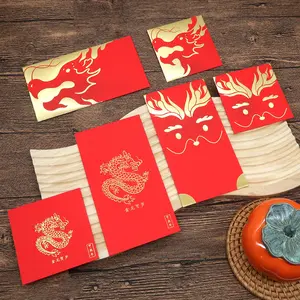 2024 New Red Chinese Wedding Red Envelope Double Happiness Big Red Pocket Gold Colour Envelope Products