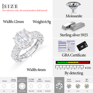 Gioielli Raffinati per Matrimonio, Anello di Fidanzamento in Oro Bianco e <span class=keywords><strong>Argento</strong></span> Sterling <span class=keywords><strong>925</strong></span> con Diamanti Moissanite VVS, Stile Iced Out Halo per <span class=keywords><strong>Uomo</strong></span> e Donna - Product Image 6