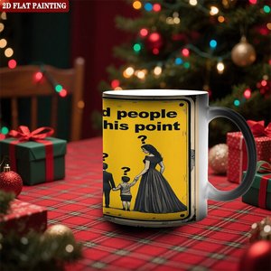 Frosted Black 11oz <b>Ceramic</b> <b>Mug</b> Heat Sensitive Sublimation Cup With 2D Flat Painting Design - Product Image 2