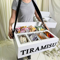 Plateau de service mobile pour cannoli, tiramisu, popcorn et snacks, avec bandoulière, pour soirées cinéma et traiteur