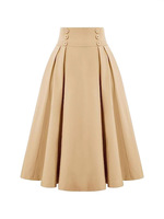 Jupe longue plissée décontractée mi-longue style corset vintage taille haute avec poches pour femme, idéale printemps-automne