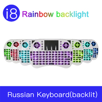 Mouse Udara Nirkabel 2.4G Keyboard Lampu Latar 7 Warna dengan Touchpad untuk Laptop Android TV Box Keyboard Mini I8 Isi Ulang