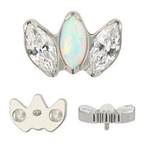 ASTM F136 टाइटेनियम आंतरिक लड़ी 3 जटित जेड क्रिस्टल स्टड भेदी आभूषण के लिए उपास्थि तुंगिका Labret होंठ - Product Image 5