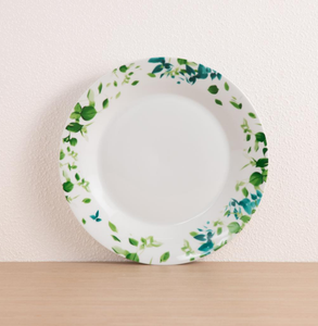 Juego de vajilla de cerámica con hojas verdes frescas, plato y tazón con estampado botánico en acuarela para primavera, hogar, cocina, hotel, restaurante, venta al por mayor - Product Image 2