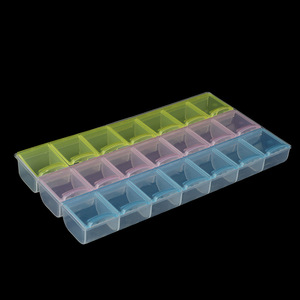 Portable Pill Storage Box 3 Rows 7 Days 21 Compartments Rainbow Colored With Diamond Inserts Customizable Daily Use - Product Image 3