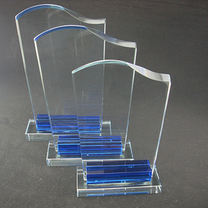 2016 melhor qualidade plexiglass prêmio de troféia de vidro transparente