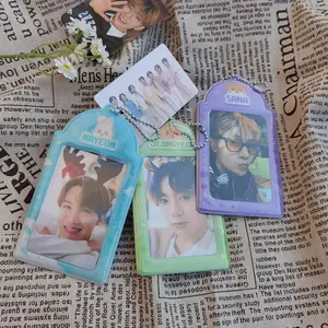 Porte-cartes photo Kawaii personnalisé Porte-clés idole creuse en coeur d'amour Porte-cartes photo en PVC de 3 pouces Kpop