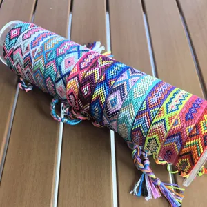 Nepal Colorful Wholesale Hand Made Jewelry Custom Pulseras Adjustable Cotton Rope Cord Woven Friendship Bracelets