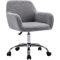 Chaise de bureau pivotante en fausse fourrure, confortable et moelleuse, moderne, pour chambre, salle à manger, loisirs, avec roulettes et hauteur réglable