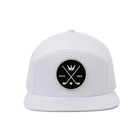 Casquette Snapback Luxe Personnalisée pour Hommes, 7 Panneaux, Patch en Caoutchouc, Résistante à l'Eau, Perforée par Découpe Laser, avec Sangle en Cuir