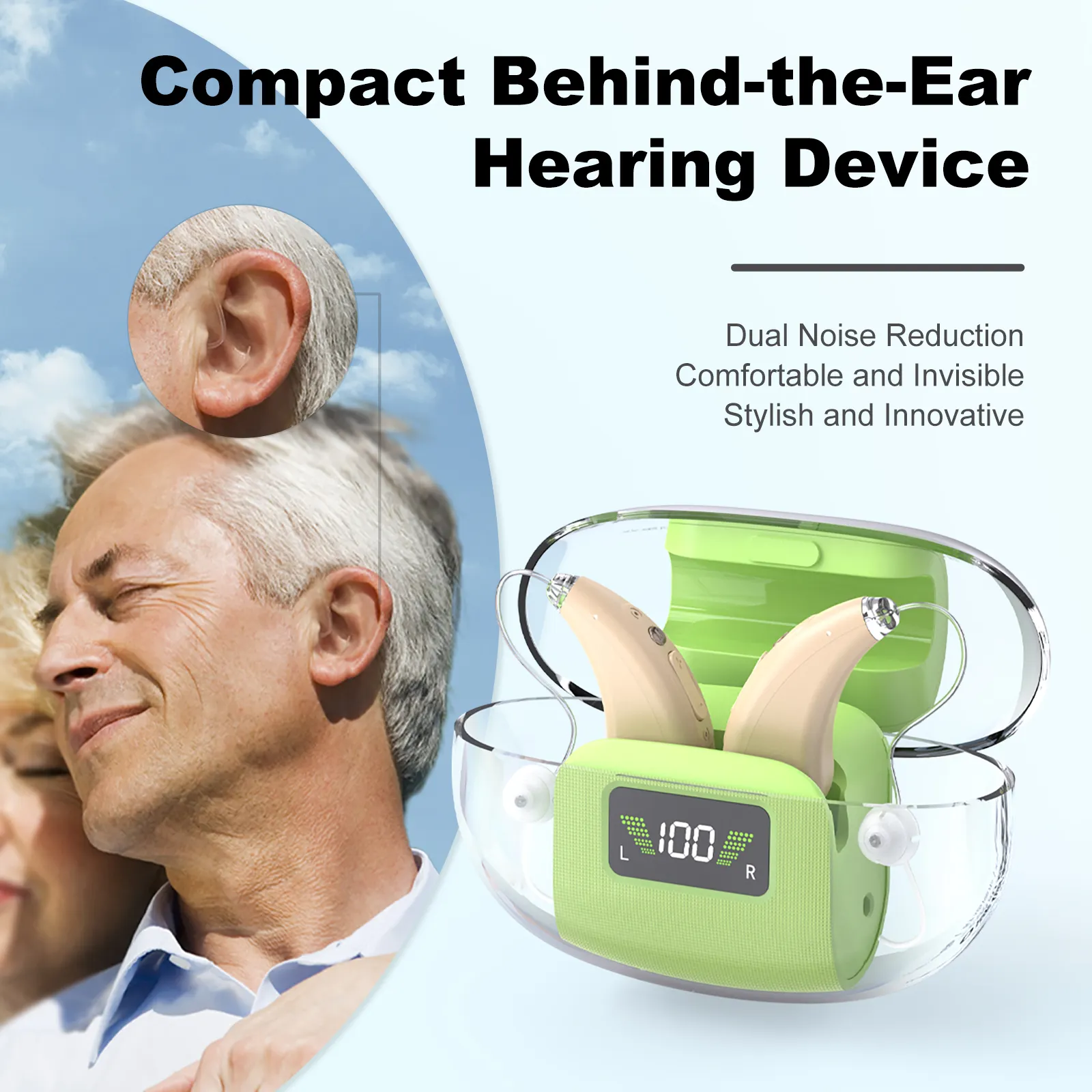 2024 New Trend Hearing Aids Rechargeable Wireless Ear Hearing Aid For Seniors Deafness BTE hearing aids