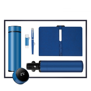 Promotional thank you gifts office luxury USB flash disk vacuum flask pen notebook corporate business gift set