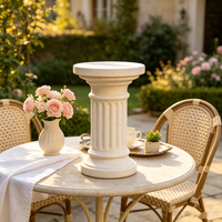 Socle de colonne cannelée romaine en résine blanc cassé texturée, fait main, support pour plantes, pilier de jardin classique, décoration intérieure