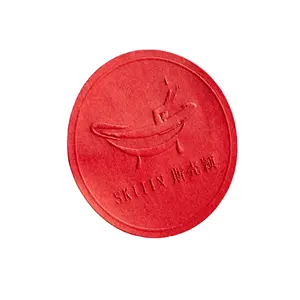Özel logo küçük adedi toptan fiyat tam kırmızı doku sticker kabartmalı kabartma özel etiket mum