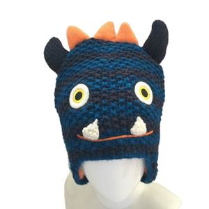Gorro de Bebé de Dinosaurio de Dibujos Animados, Gorro de Punto con Forro Polar, Gorro de Ganchillo con Orejeras de Animal Monstruo - Product Image 4