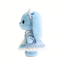 Peluche Lapin Bleu Moelleux avec Bandeau, Peluche Lapin Personnalisé avec Robe, Peluche Animal en Peluche, Peluche Lapin en Gros